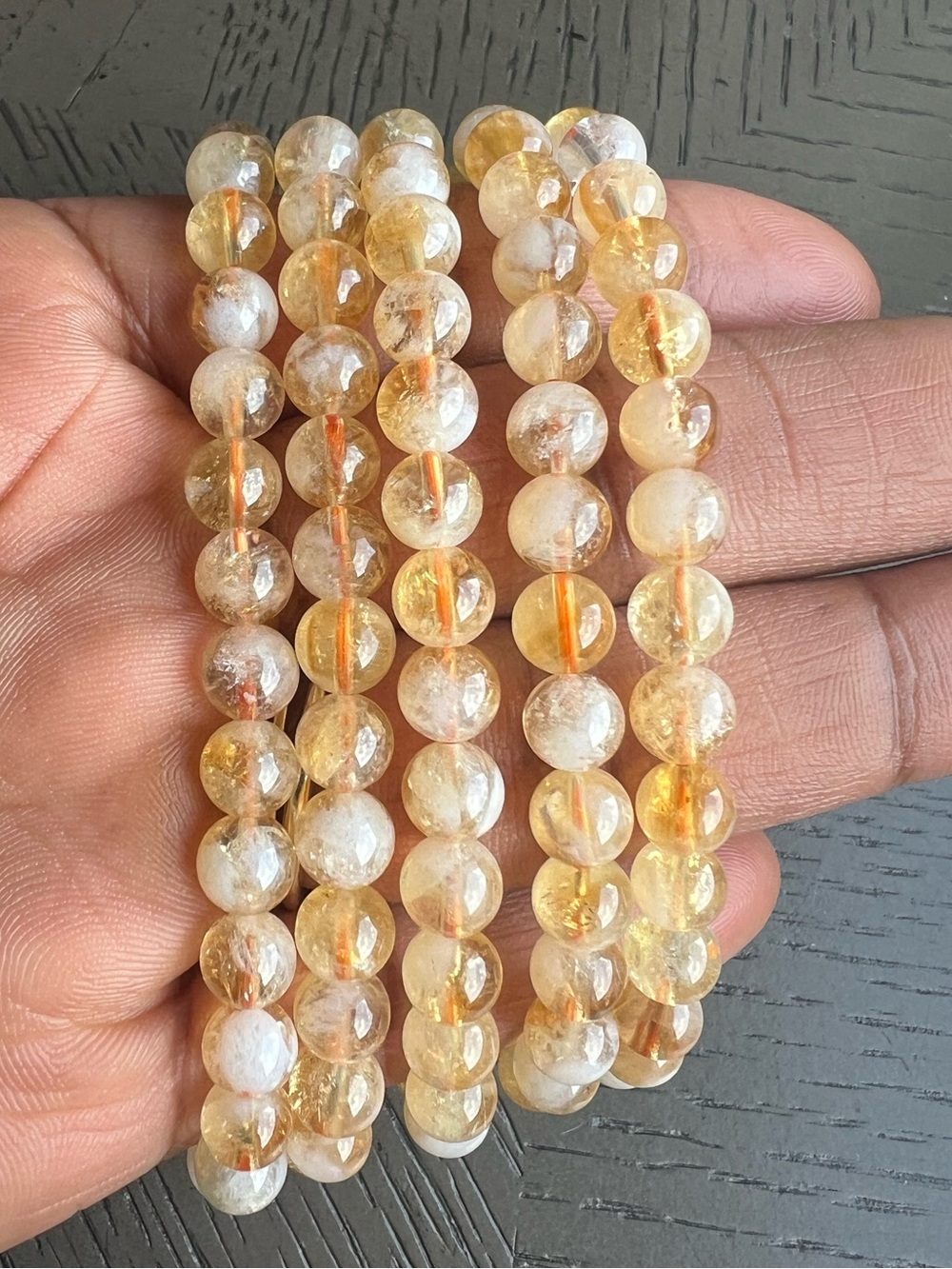 Citrine bracelet 6mm SIZE 6.5-7’ ( ONE )
